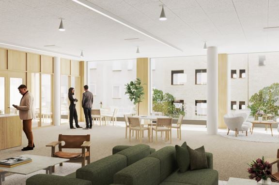 Visionsbild över Granitor Properties kontorsfastighet Wasted Spaces i Stockholm