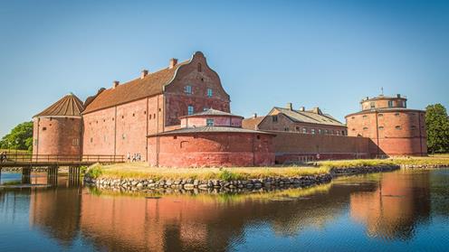 Områdesbild över ett slott i Landskrona