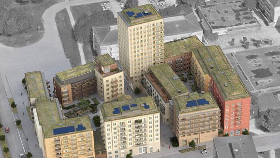Visionsbild över Granitor Properties kvarter Östra Sala Backe i Uppsala