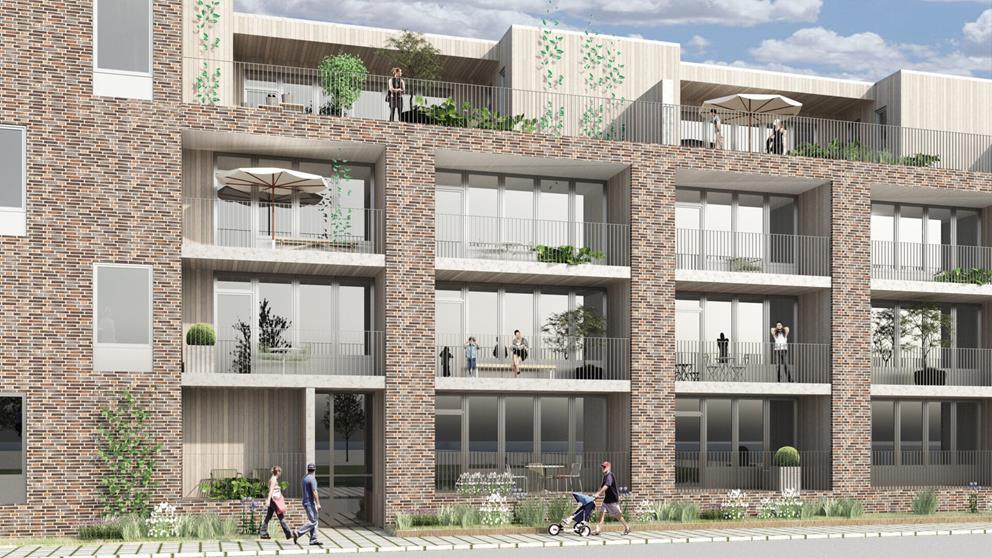 Exteriör av Granitor Properties bostäder Brf Stationen i Kävlinge